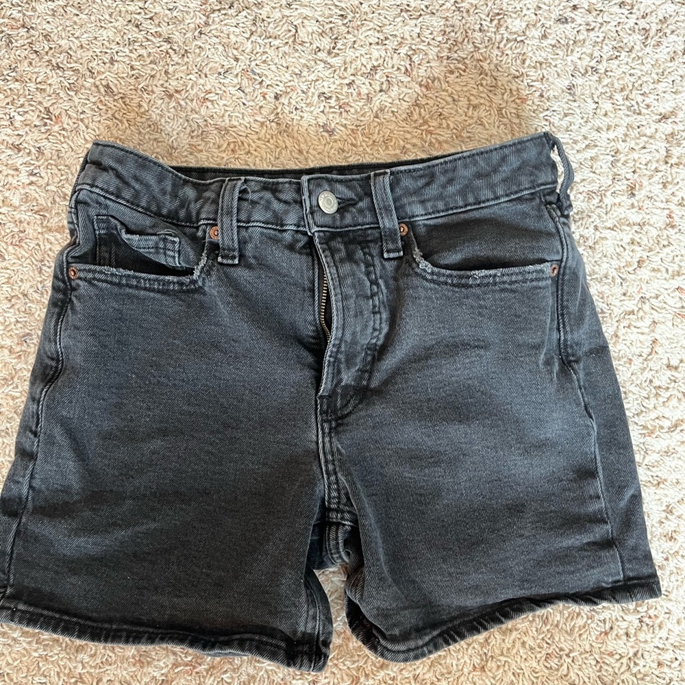 Old Navy Black Jean Shorts Raw-Cut Distressed